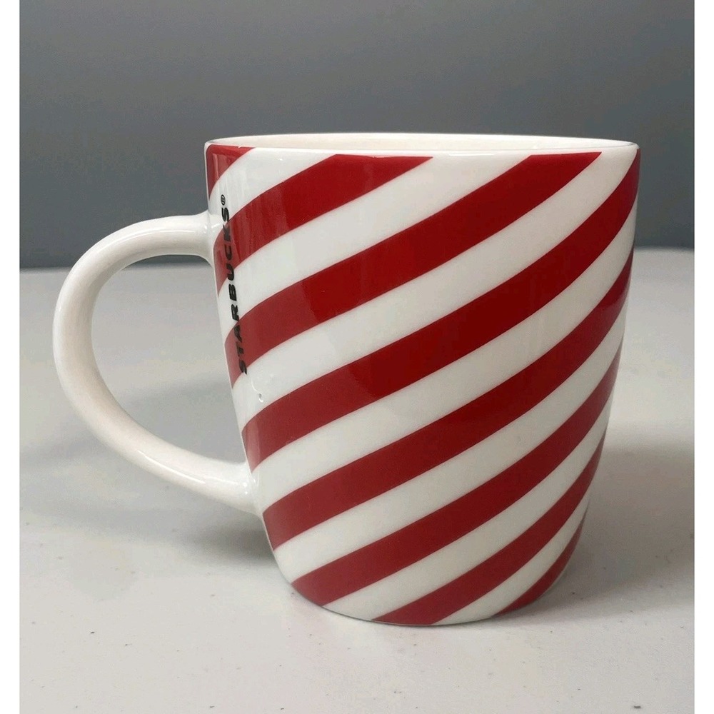 Starbucks Christmas Candy Cane Striped Mug Cup Green Mermaid 12oz